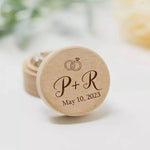 Personalized Rustic Engagement Ring Box Wedding Round Wooden Ring Box