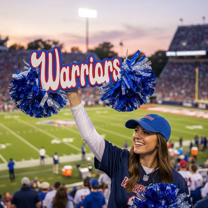 Custom Team Cheer Sign: Personalized Name, Pom Poms, Game Day