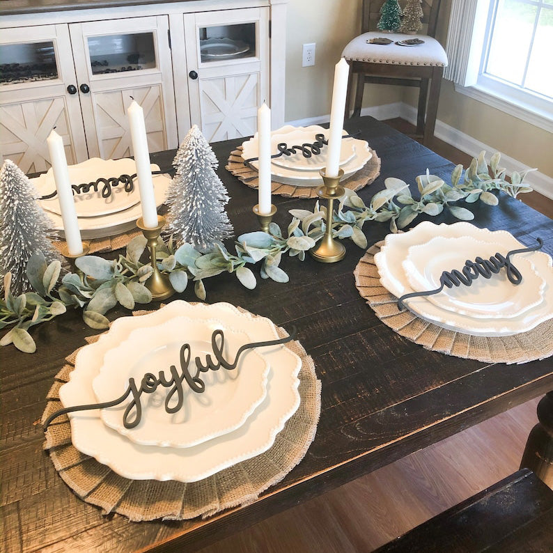 Wooden Place Cards For Family Gathering Holiday Table Decoration