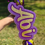 Custom Cheer Stick Sign With Pom Poms Personalized School Spirit Accessory