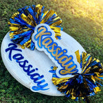 Custom Cheer Stick Sign With Pom Poms Personalized School Spirit Accessory