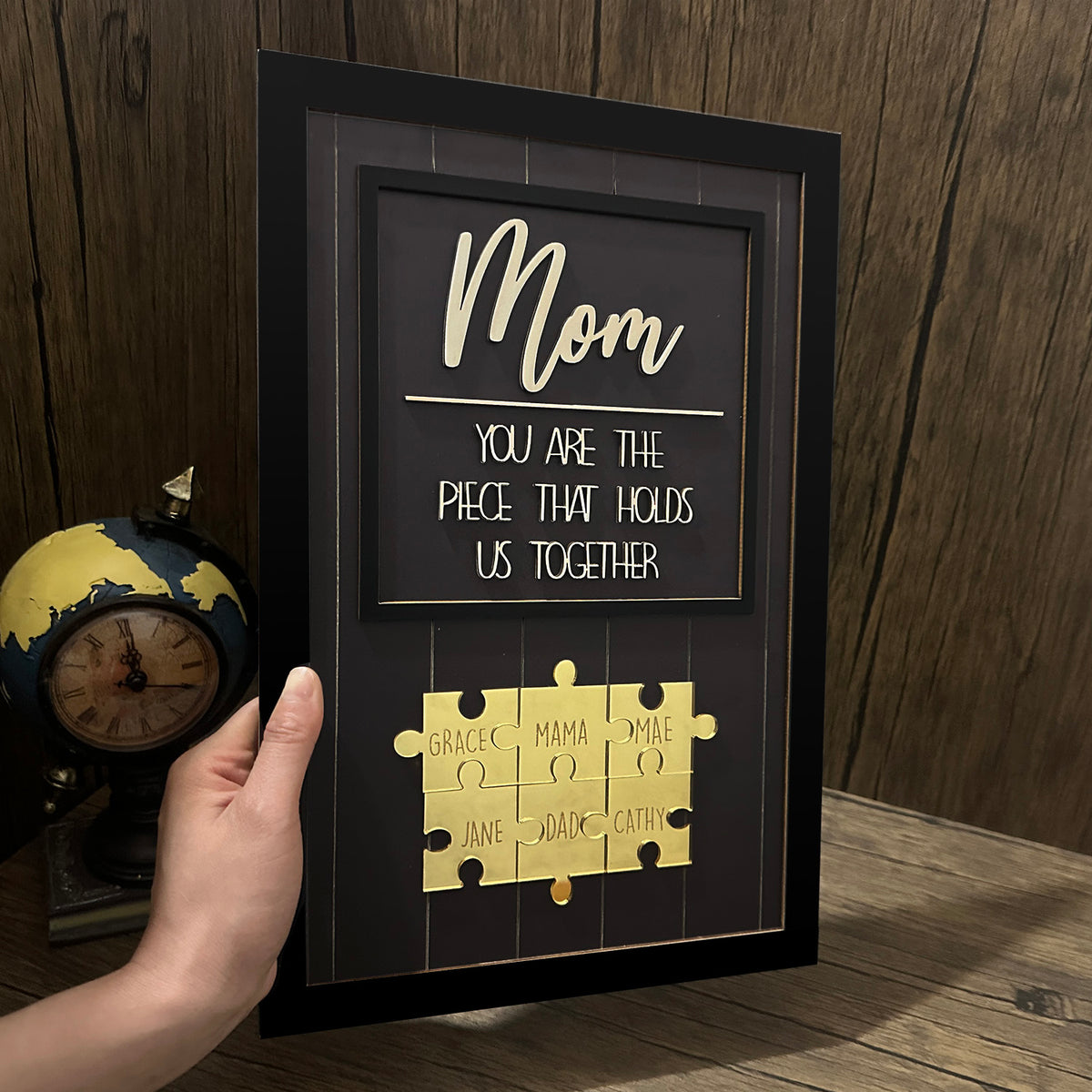 "MOM YOU ARE THE PIECE THAT HOLDS US TOGETHER" Puzzle Mom with Kids Sign