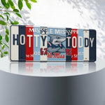 Hotty Toddy License Plate Sign – Ole Miss Rebels Metal Wall Art | Navy and Cardinal Fan Cave, Dorm & Game Day Decor (16×6)