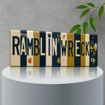 Ramblin’ Wreck License Plate Sign – Georgia Tech Yellow Jackets Metal Wall Art | Navy & Gold Fan Cave, Dorm and Tailgate Decor (16×6)