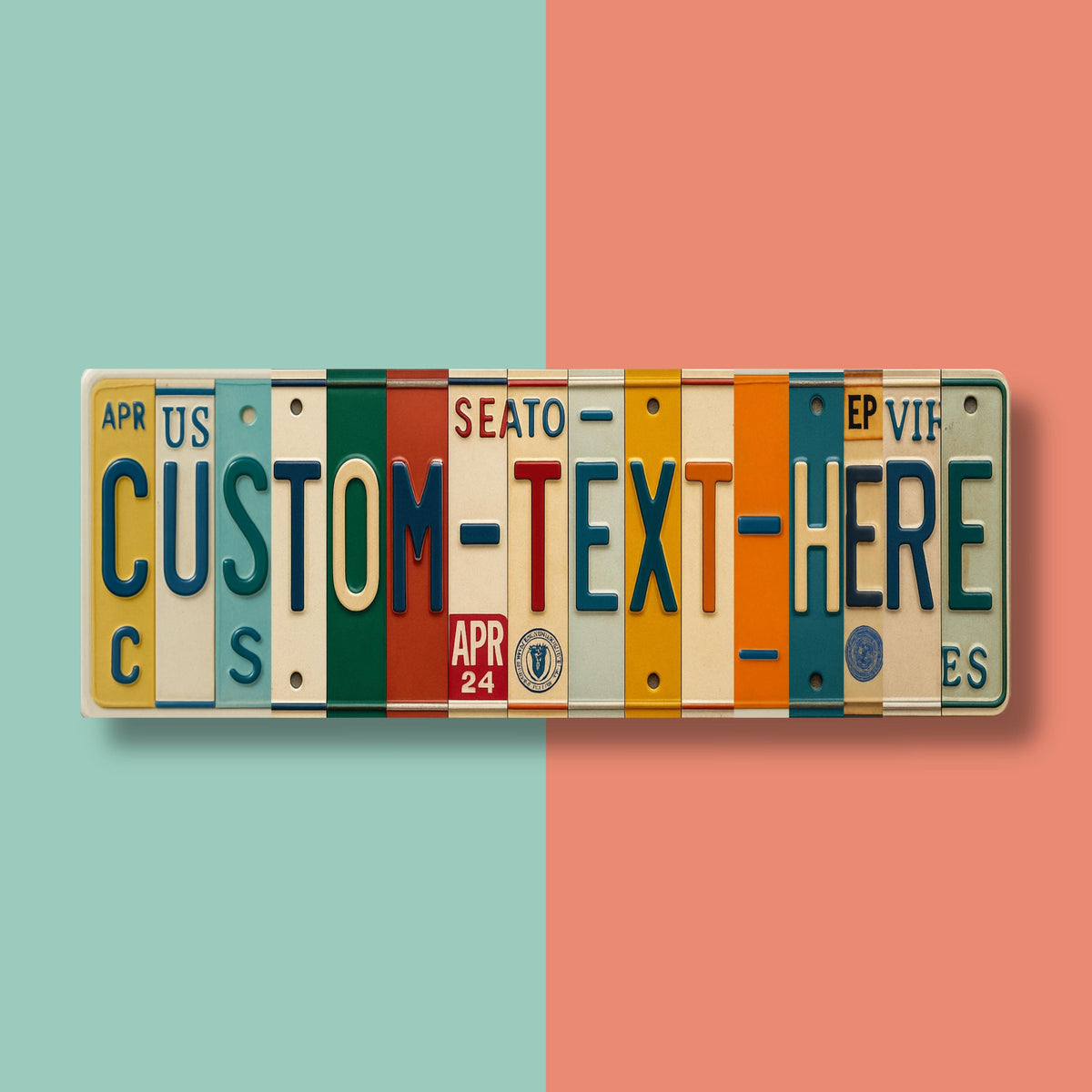 Custom License Plate Sign, Personalized Name Wall Art, 16x6 Metal Decor