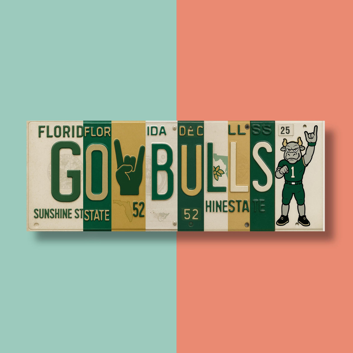 USF Bulls License Plate Sign – Green & Gold Metal Wall Art