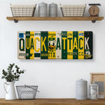 Quack Attack License Plate Sign – Oregon Ducks Metal Wall Art | Green & Yellow Fan Cave, Dorm and Tailgate Decor (16×6)