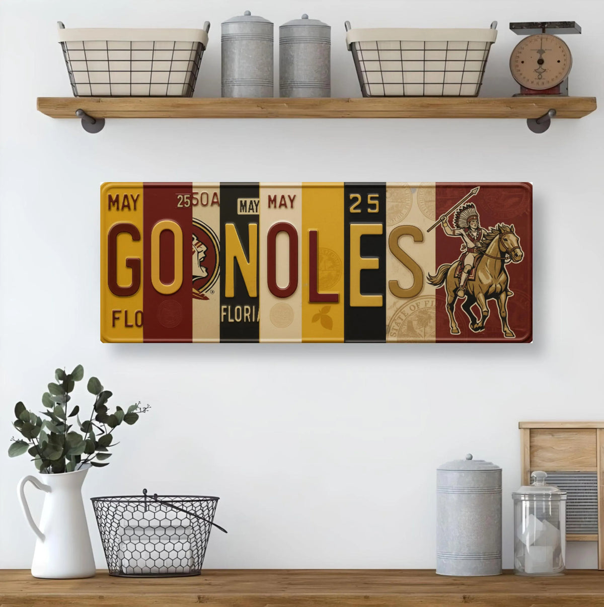 GO NOLES Metal Sign – Florida State FSU, License Plate Art