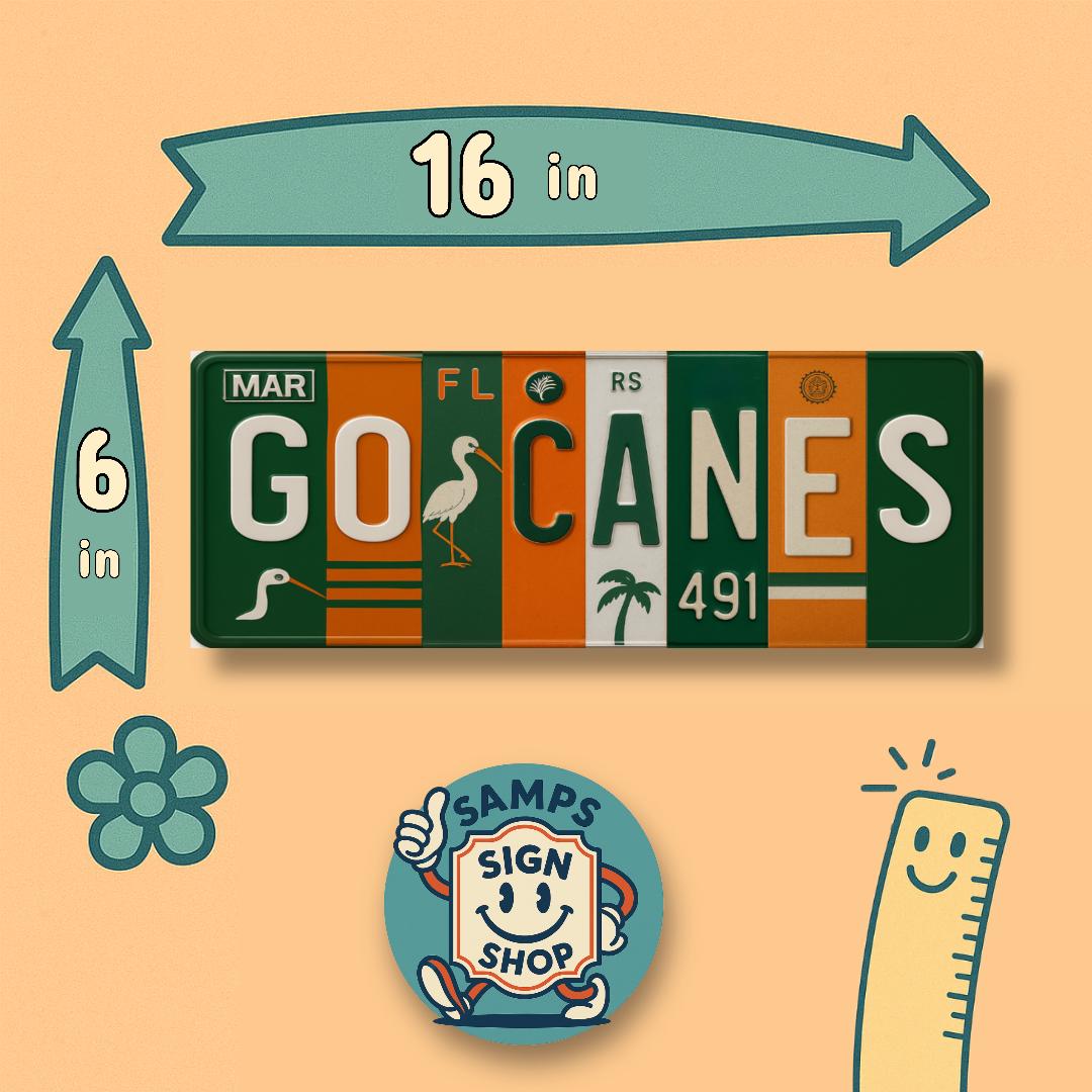 Miami Hurricanes Metal Sign – Florida Decor, Metal Wall Art, Orange Green,