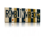 Ramblin’ Wreck License Plate Sign – Georgia Tech Yellow Jackets Metal Wall Art | Navy & Gold Fan Cave, Dorm and Tailgate Decor (16×6)