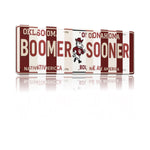 Boomer Sooner License Plate Sign – Oklahoma Sooners Metal Wall Art | Crimson & Cream Fan Cave, Dorm Decor and Game Day Gift (16×6)