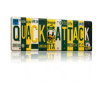 Quack Attack License Plate Sign – Oregon Ducks Metal Wall Art | Green & Yellow Fan Cave, Dorm and Tailgate Decor (16×6)