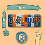 GO GATORS License Plate Sign – Florida Gators Metal Wall Art | Orange and Blue Fan Cave, Dorm and Tailgate Decor (16×6)