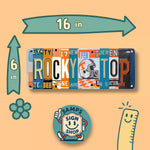 Rocky Top License Plate Sign – Tennessee Volunteers Metal Wall Art | UTK Dorm & Fan Cave Decor Gift 16×6
