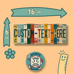 Custom License Plate Sign, Personalized Name Wall Art, 16x6 Metal Decor
