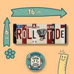 Roll Tide License Plate Sign – Alabama Crimson Tide Metal Wall Art | UA Dorm Decor & Game‑Day Fan Cave Gift 16×6