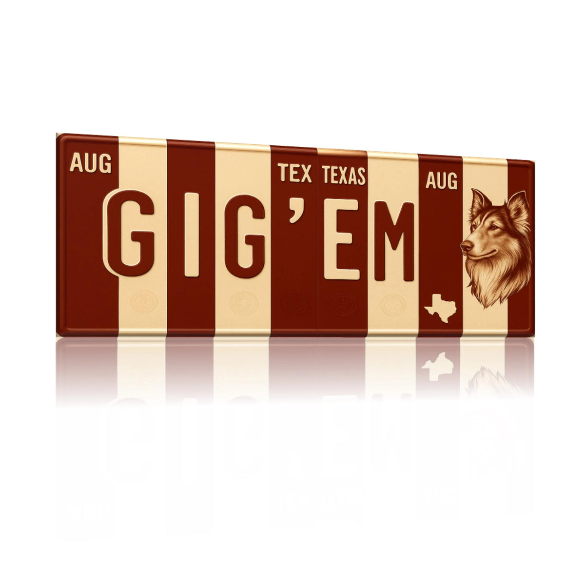 Gig 'Em Texas Aggies Aluminum Sign, Aggie Man Cave Decor (16x6)