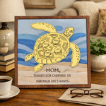 Sea Turtle Wood Sign in Silver Gift for Mom or Grandma