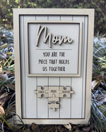 Mom Puzzle Sign Gift from Kids Husband Custom Engraved Wood Sign