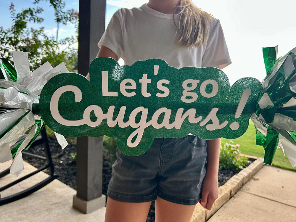 Let's Go Personalized Cheer Sign, Spirit Stick, Game Day Decor