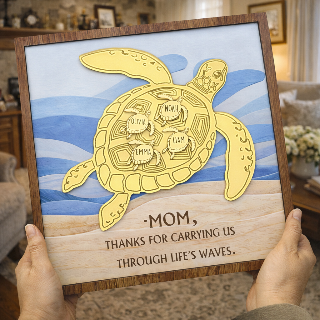 Sea Turtle Wood Sign in Silver Gift for Mom or Grandma