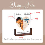 Personalized Map Anniversary Picture Frame for Him Her