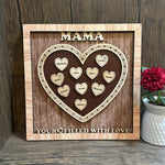 Up to 20 Hearts Personalized "MOM, YOUR HEART FILLED WITH LOVE" Wooden Frame