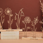 Personalized Wood Birth Flower Garden Engraved Flower Decoration Christmas Gift For Mom Grandma Gift