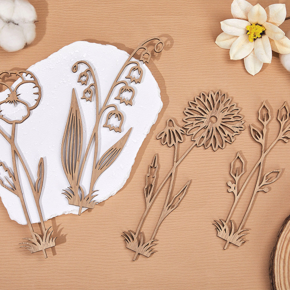 Personalized Wood Birth Flower Garden Engraved Flower Decoration Christmas Gift For Mom Grandma Gift