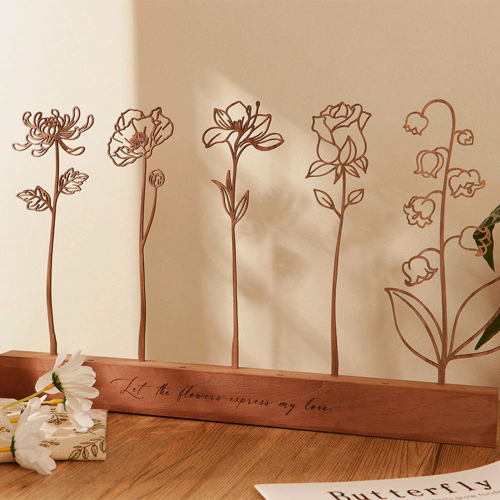 Personalized Wood Birth Flower Garden Custom Christmas Gift For Grandma Mom Gift