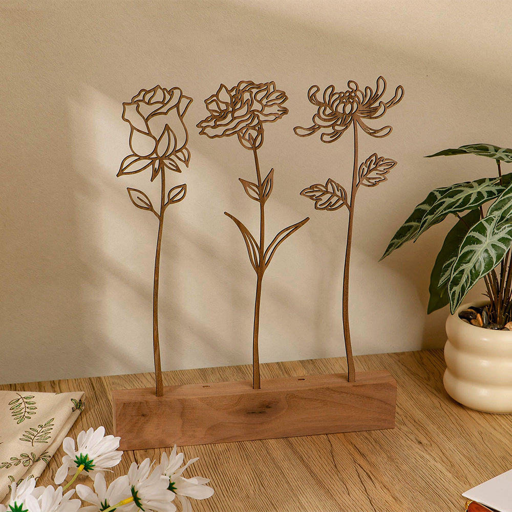 Personalized Wood Birth Flower Garden Custom Christmas Gift For Grandma Mom Gift