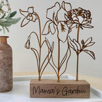 Wood Birth Flower Garden Gifts for Mom Custom Wood Gifts Flower Decoration