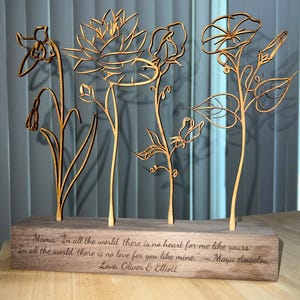 Wood Birth Flower Garden Gifts for Mom Custom Wood Gifts Flower Decoration