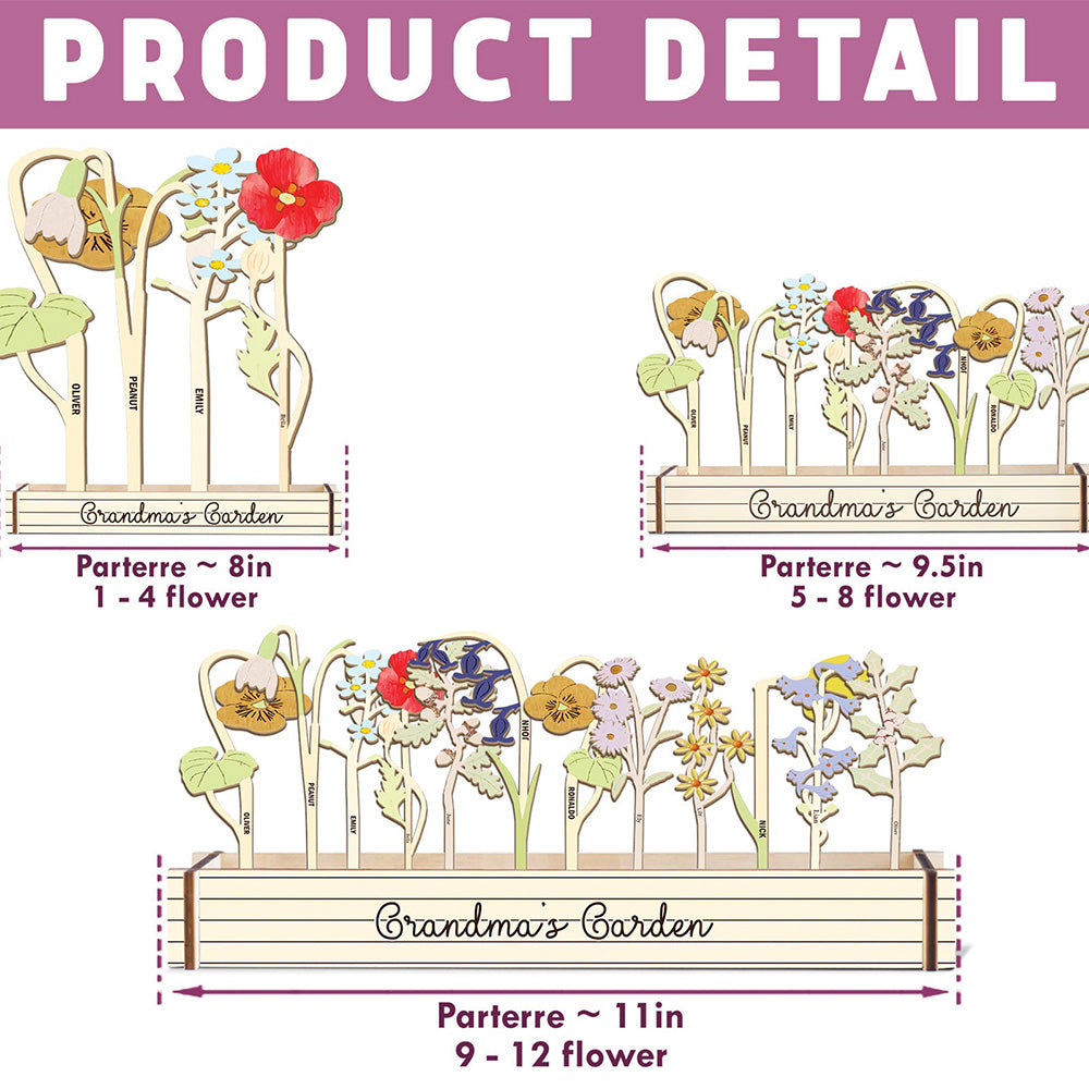 Personalized Birth Month Flower Wood Birth Flower Garden Christmas Gift For Grandma