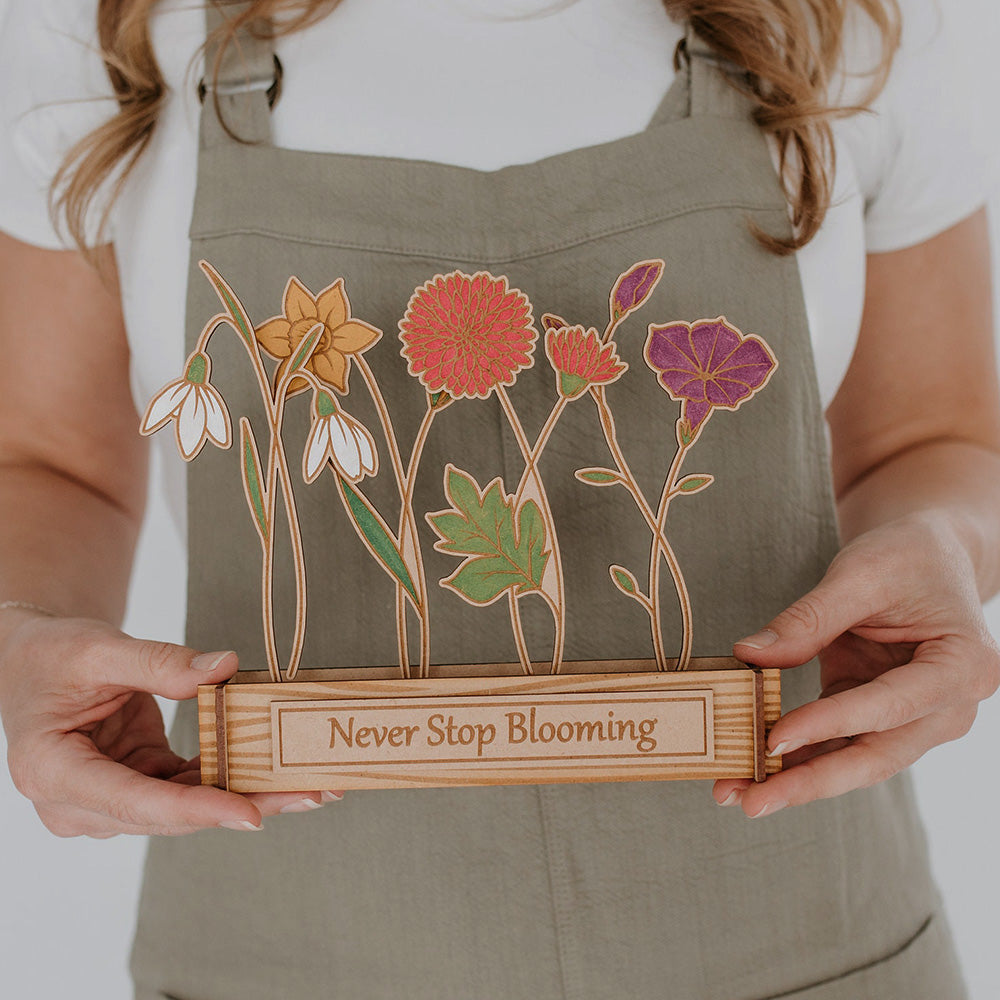 Engraved Birth Month Flower Garden Decorative Piece for Home and Housewarming Gift Christmas Gift For Mom Grandma