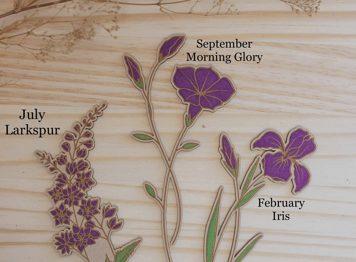 Engraved Birth Month Flower Garden Decorative Piece for Home and Housewarming Gift Christmas Gift For Mom Grandma
