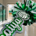 Customizable Cheer Stick with Volleyball Added | Acrylic Sign With Pom Poms