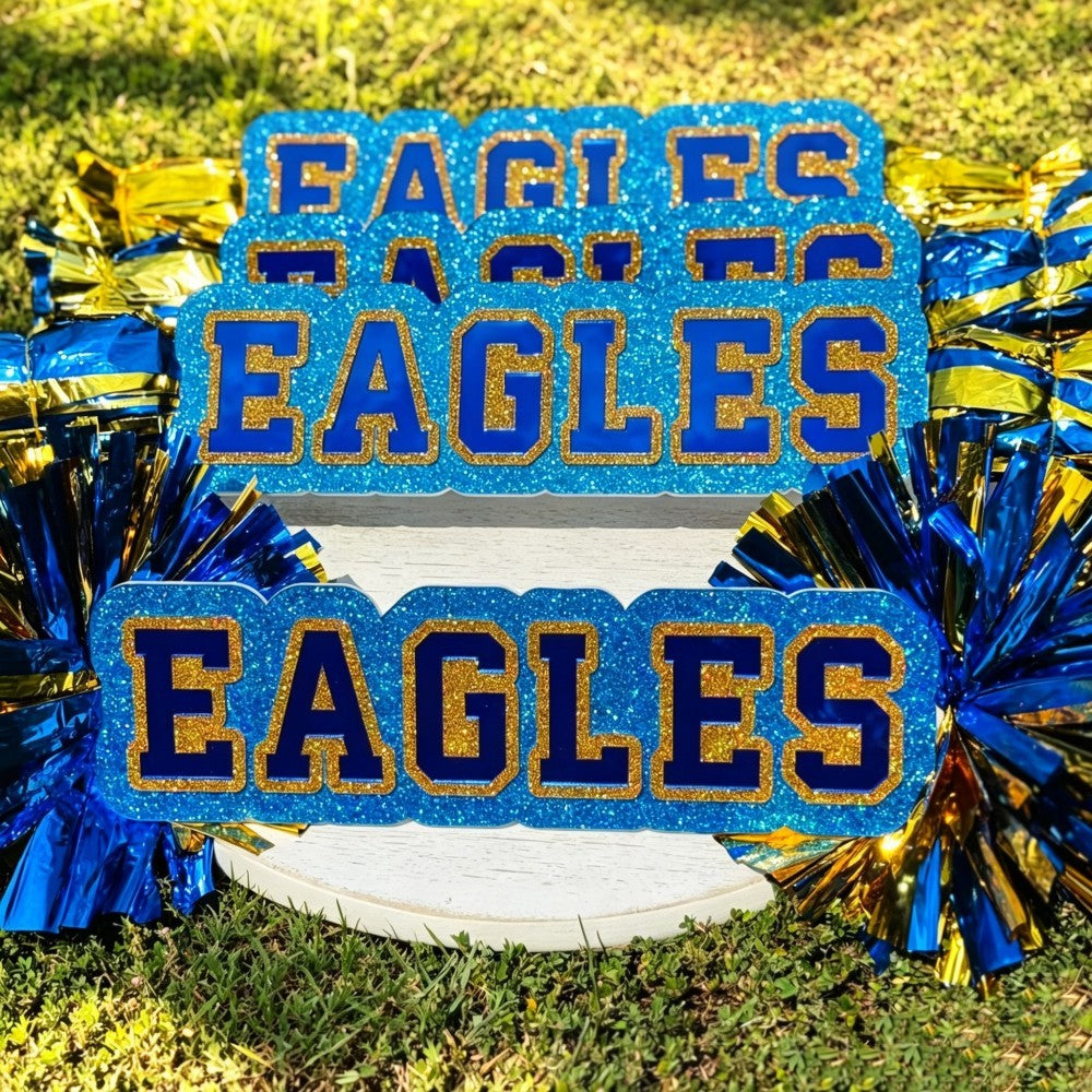 Custom Cheer Stick Sign With Pom Poms Personalized School Spirit Accessory