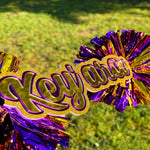 Custom Cheer Stick Sign With Pom Poms Personalized School Spirit Accessory