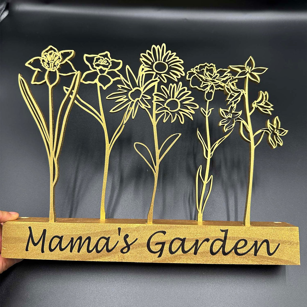 Wood Birth Flower Garden Gifts for Mom Custom Wood Gifts Flower Decoration
