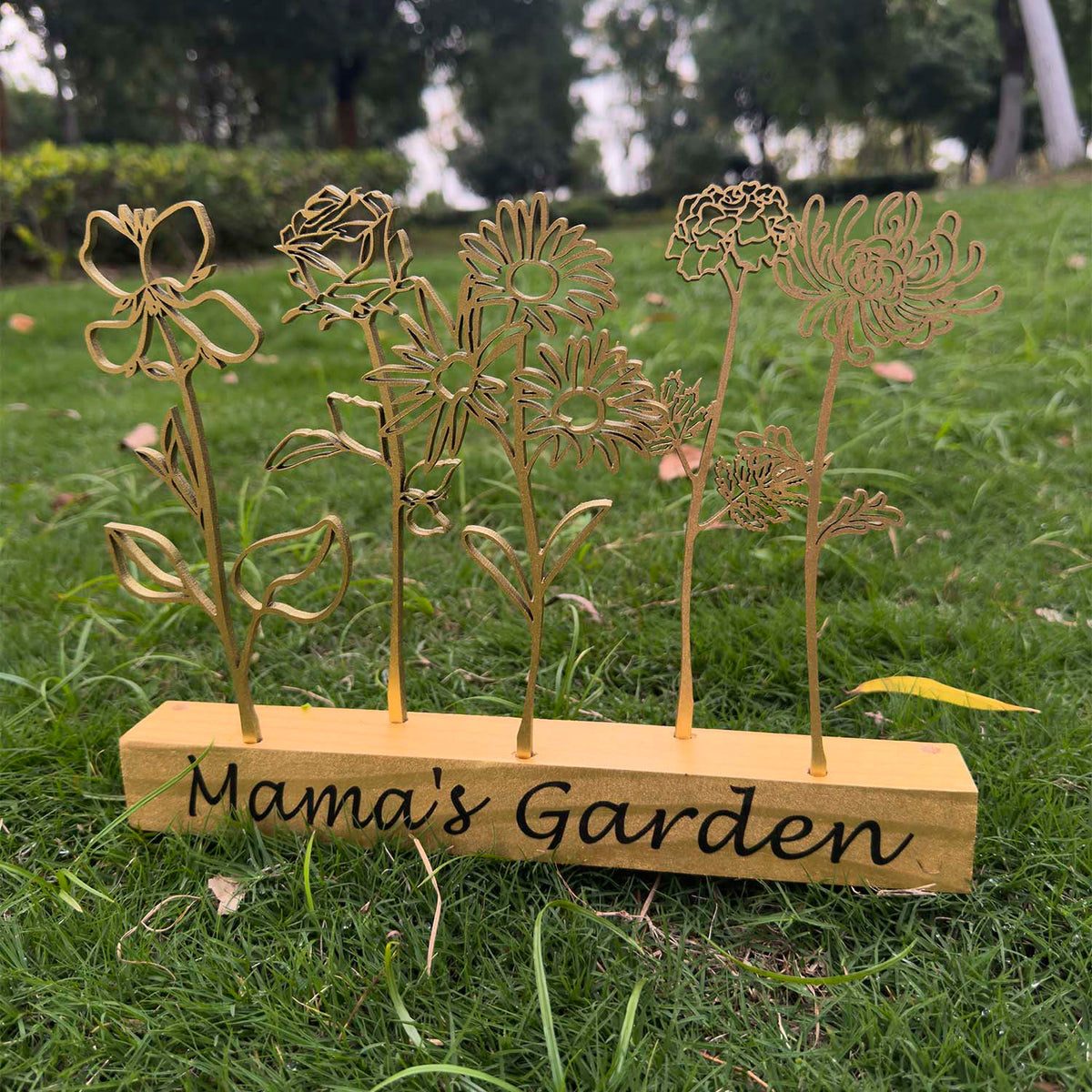 Wood Birth Flower Garden Gifts for Mom Custom Wood Gifts Flower Decoration