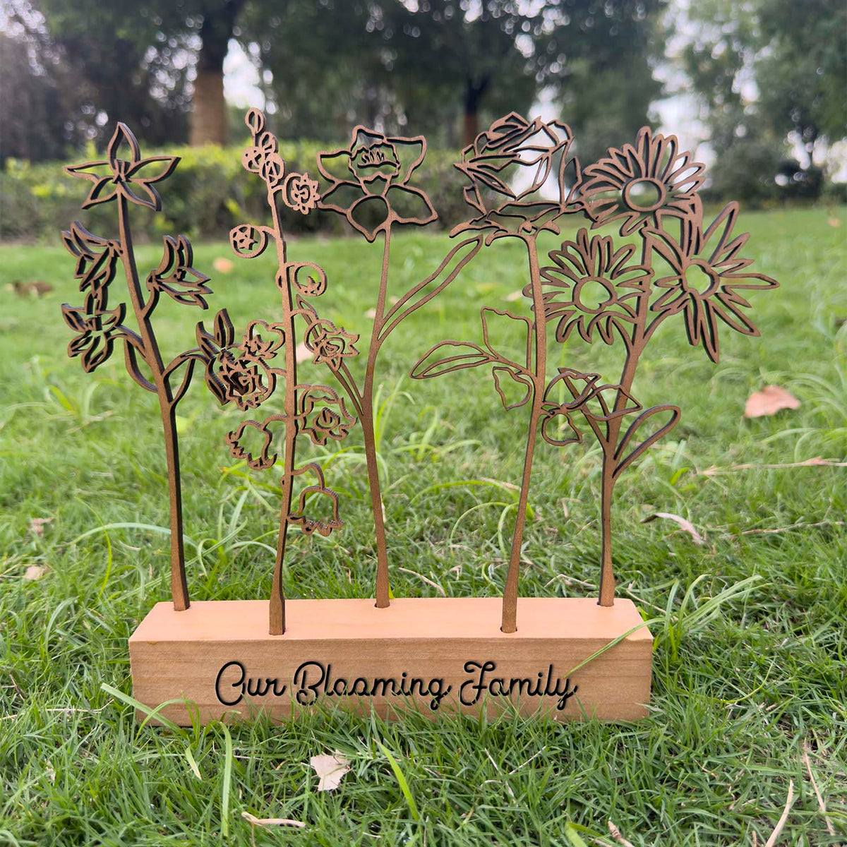 Wood Birth Flower Garden Gifts for Mom Custom Wood Gifts Flower Decoration