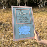 "MOM YOU ARE THE PIECE THAT HOLDS US TOGETHER" Puzzle Mom with Kids Sign