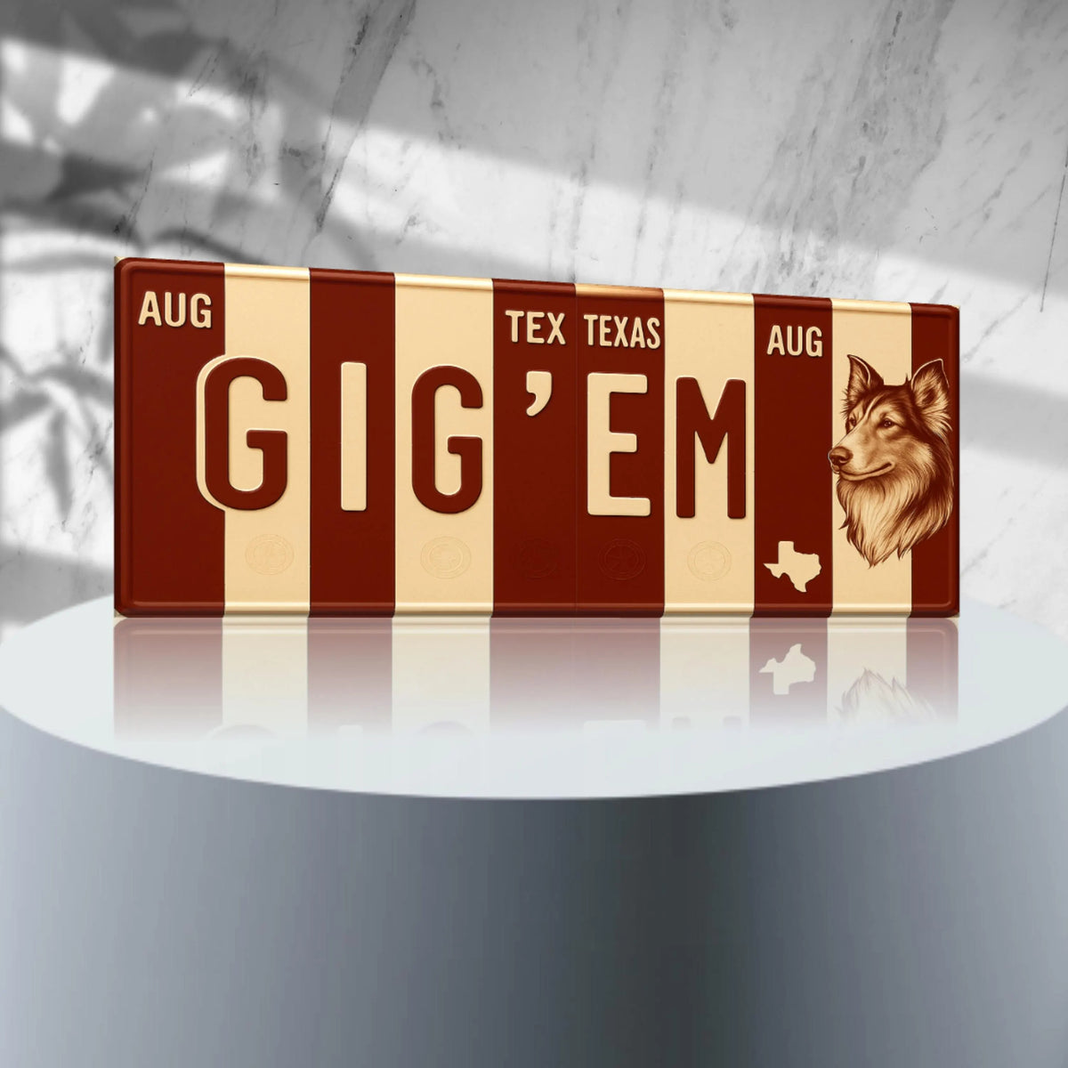 Gig 'Em Texas Aggies Aluminum Sign, Aggie Man Cave Decor (16x6)
