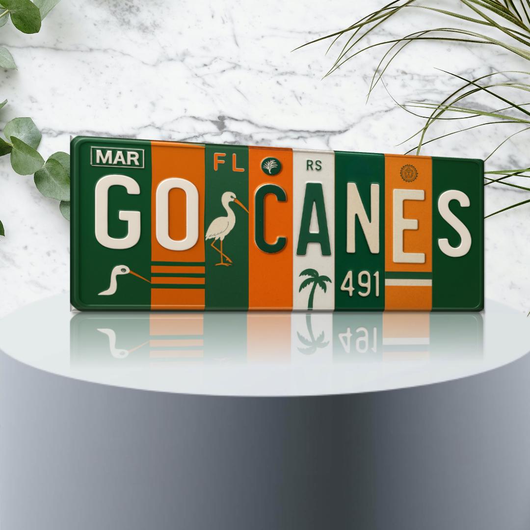 Miami Hurricanes Metal Sign – Florida Decor, Metal Wall Art, Orange Green,