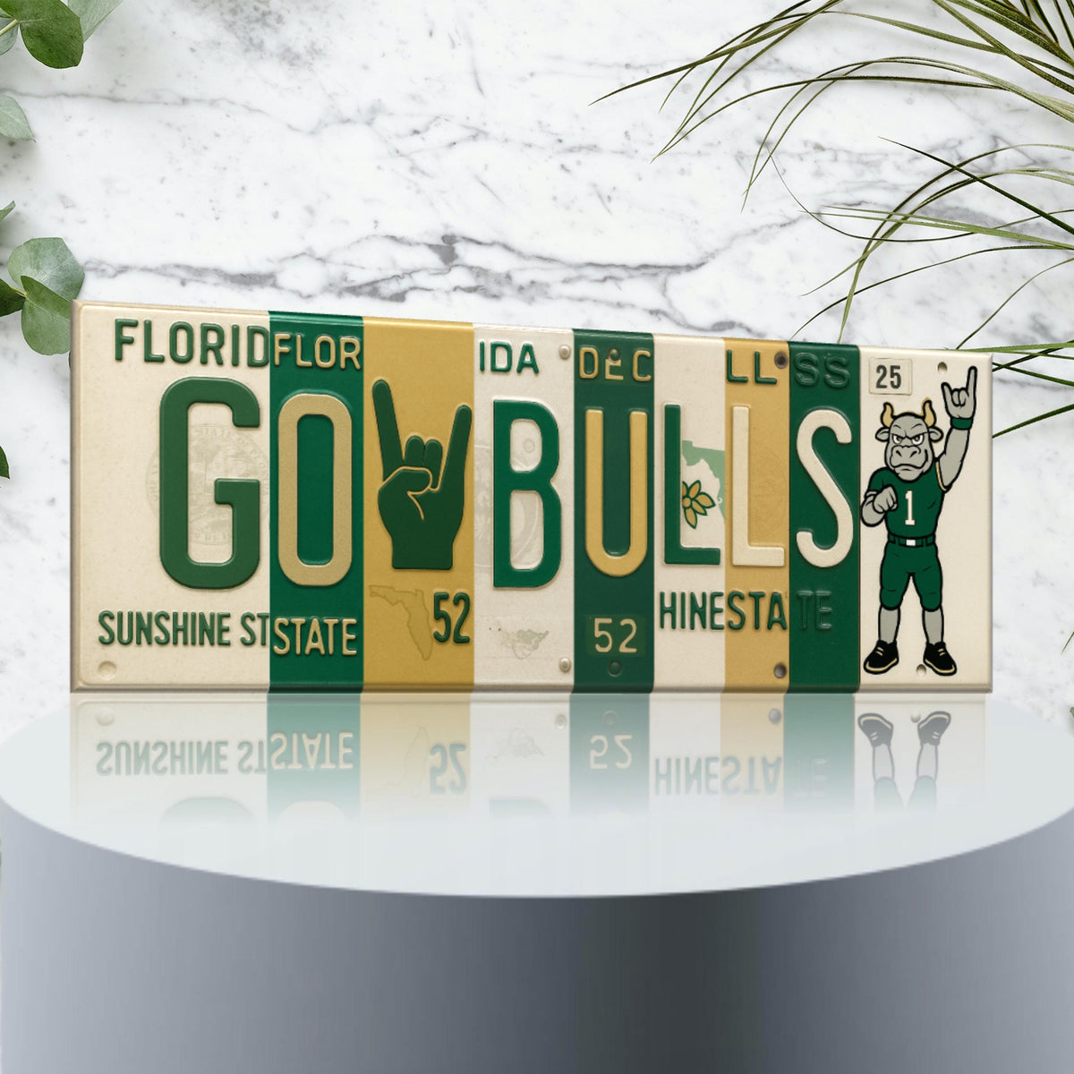 USF Bulls License Plate Sign – Green & Gold Metal Wall Art