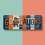 GO GATORS License Plate Sign – Florida Gators Metal Wall Art | Orange and Blue Fan Cave, Dorm and Tailgate Decor (16×6)