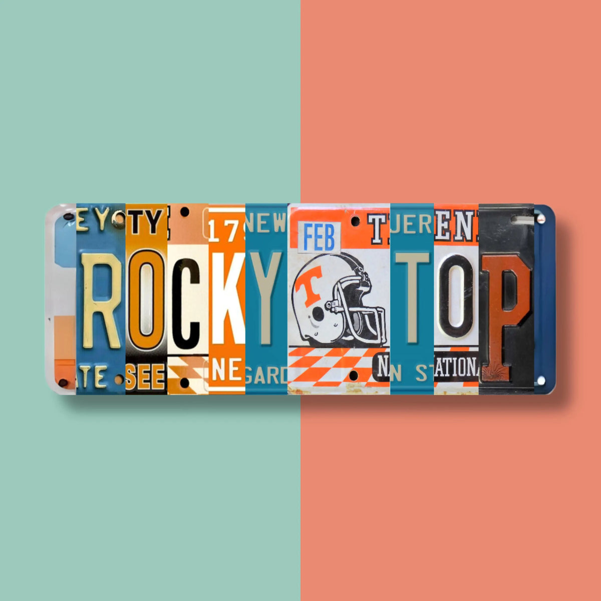 Rocky Top License Plate Sign – Tennessee Volunteers Metal Wall Art | UTK Dorm & Fan Cave Decor Gift 16×6