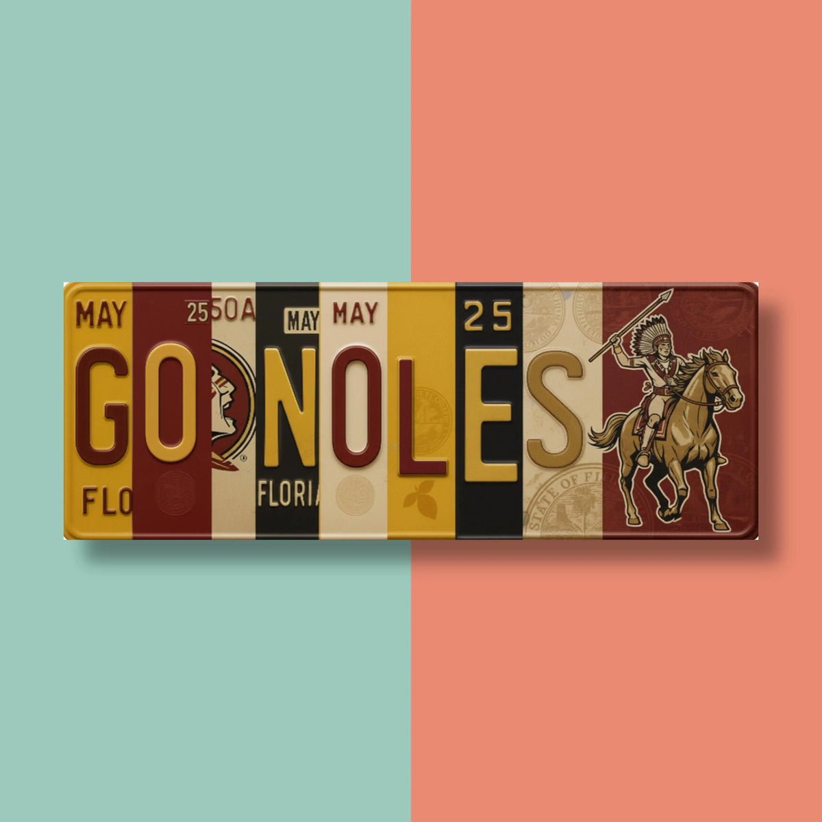 GO NOLES Metal Sign – Florida State FSU, License Plate Art