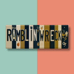 Ramblin’ Wreck License Plate Sign – Georgia Tech Yellow Jackets Metal Wall Art | Navy & Gold Fan Cave, Dorm and Tailgate Decor (16×6)